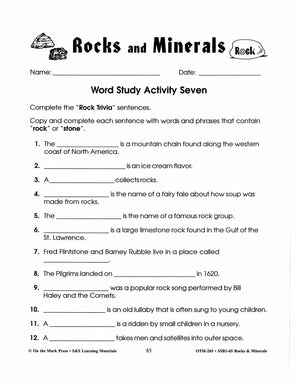Rocks & Minerals: 7 Word Study Activities Grades 4-6