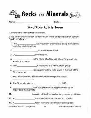 Rocks & Soils Word Study Activities Gr. 2-3