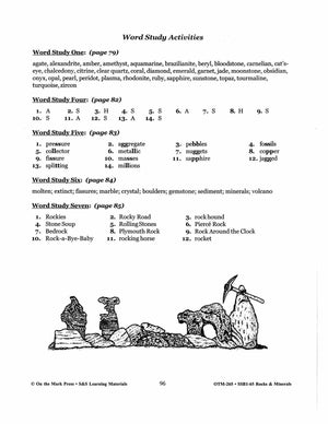 Rocks & Minerals: 7 Word Study Activities Grades 4-6