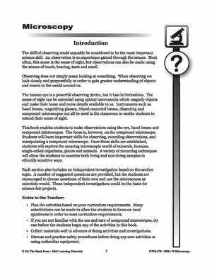 Microscopy: 15 Introductory Skill Investigations Gr. 5-8