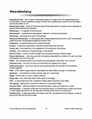 Microscopy: 15 Introductory Skill Investigations Gr. 5-8