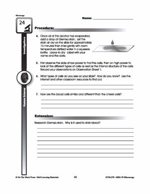 Human Science Microscopy Investigations Gr. 5-8