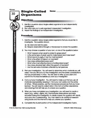 Single-Celled Organisms Microscopy Investigations Gr. 5-8