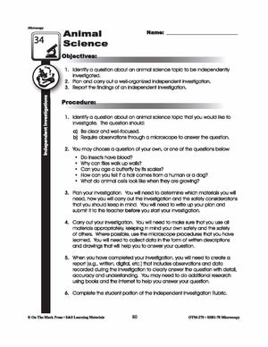 Animal Science Microscopy Investigations Grades 5-8