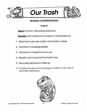 Our Trash 7 Reading Comprehension Activities with Follow-ups Gr. 2-3