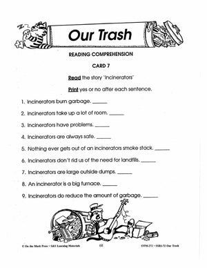 Our Trash 7 Reading Comprehension Activities with Follow-ups Gr. 2-3