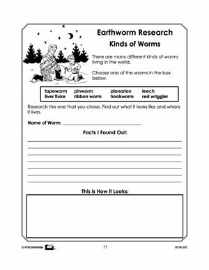 Earthworm Research Worksheets! Grades 2-3