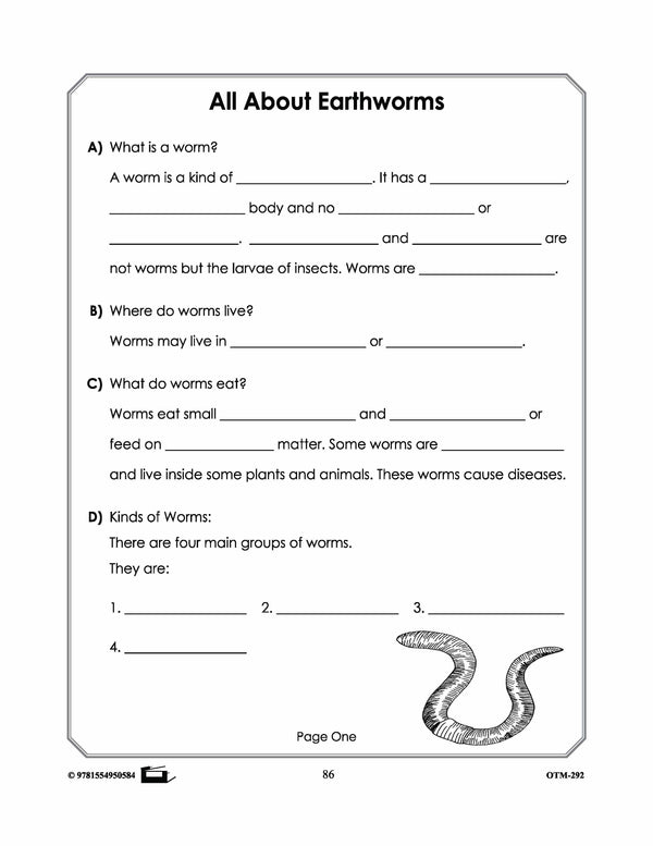 Earthworm Student Booklet! Grades 2-3