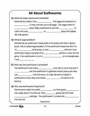 Earthworm Student Booklet! Grades 2-3