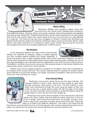 Beijing Paralympic Winter Sports & Athletes: Reading Worksheets Gr. 4-8