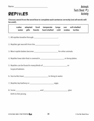 Reptiles Activities & Fast Fact Reading Folder Grades 3+