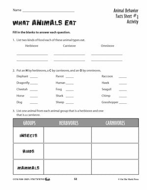 Animal Behavior Activities Grades 3+