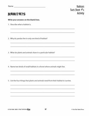 Habitats Activities Grades 3+