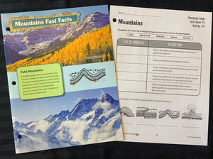 Mountains Activities & Fast Fact Reading Folder Grades 4+