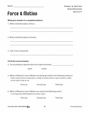 Force & Motion Activity Pages & Mini Poster Grades 4+