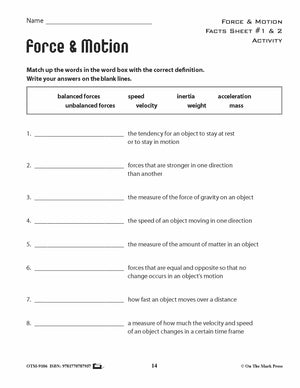 Force & Motion Activity Pages & Mini Poster Grades 4+