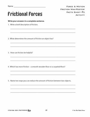 Friction & Resistance Activity Pages & Mini Poster Grades 4+