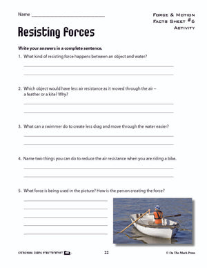 Friction & Resistance Activity Pages & Mini Poster Grades 4+