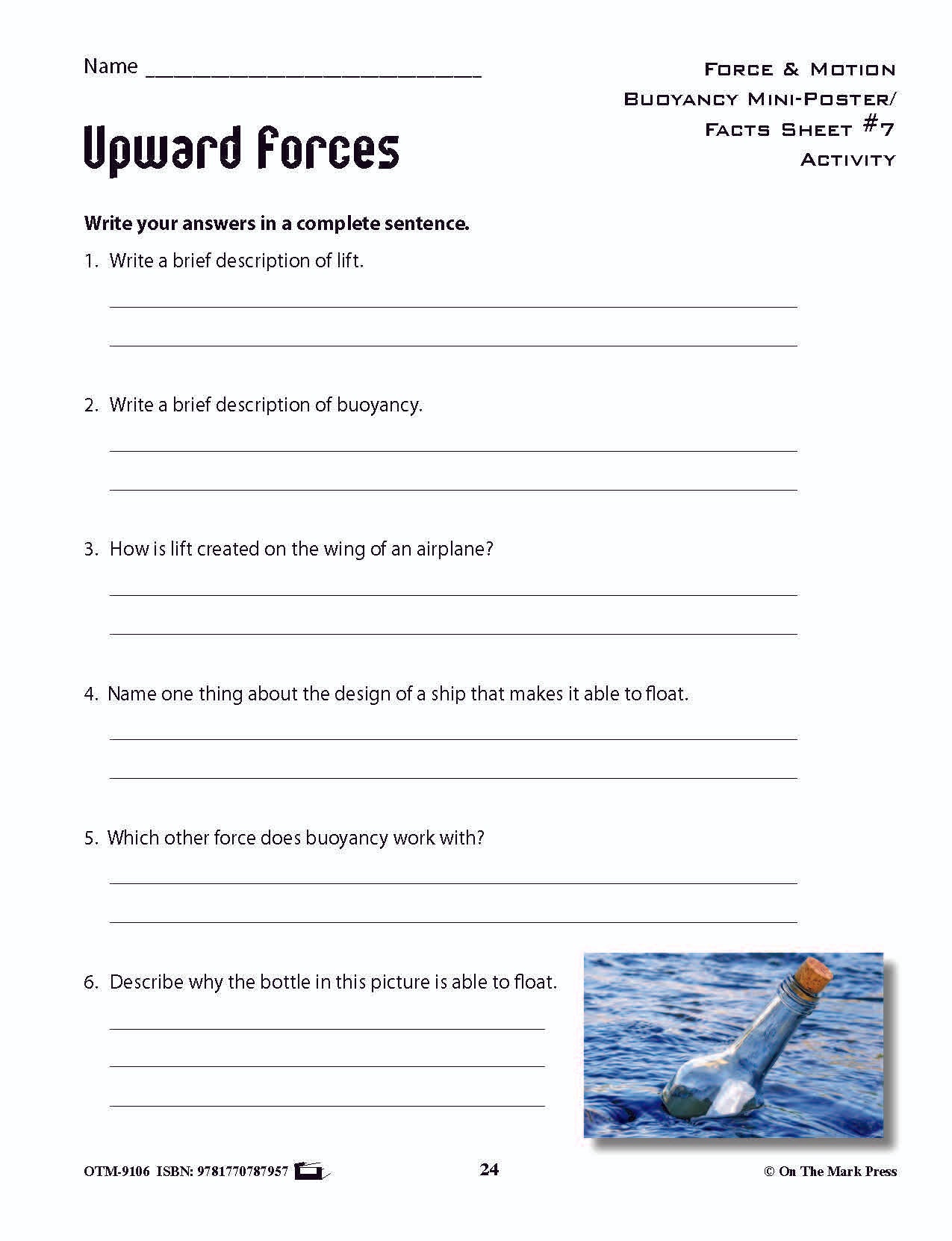 Buoyancy Activity Pages & Mini Poster Grades 4+