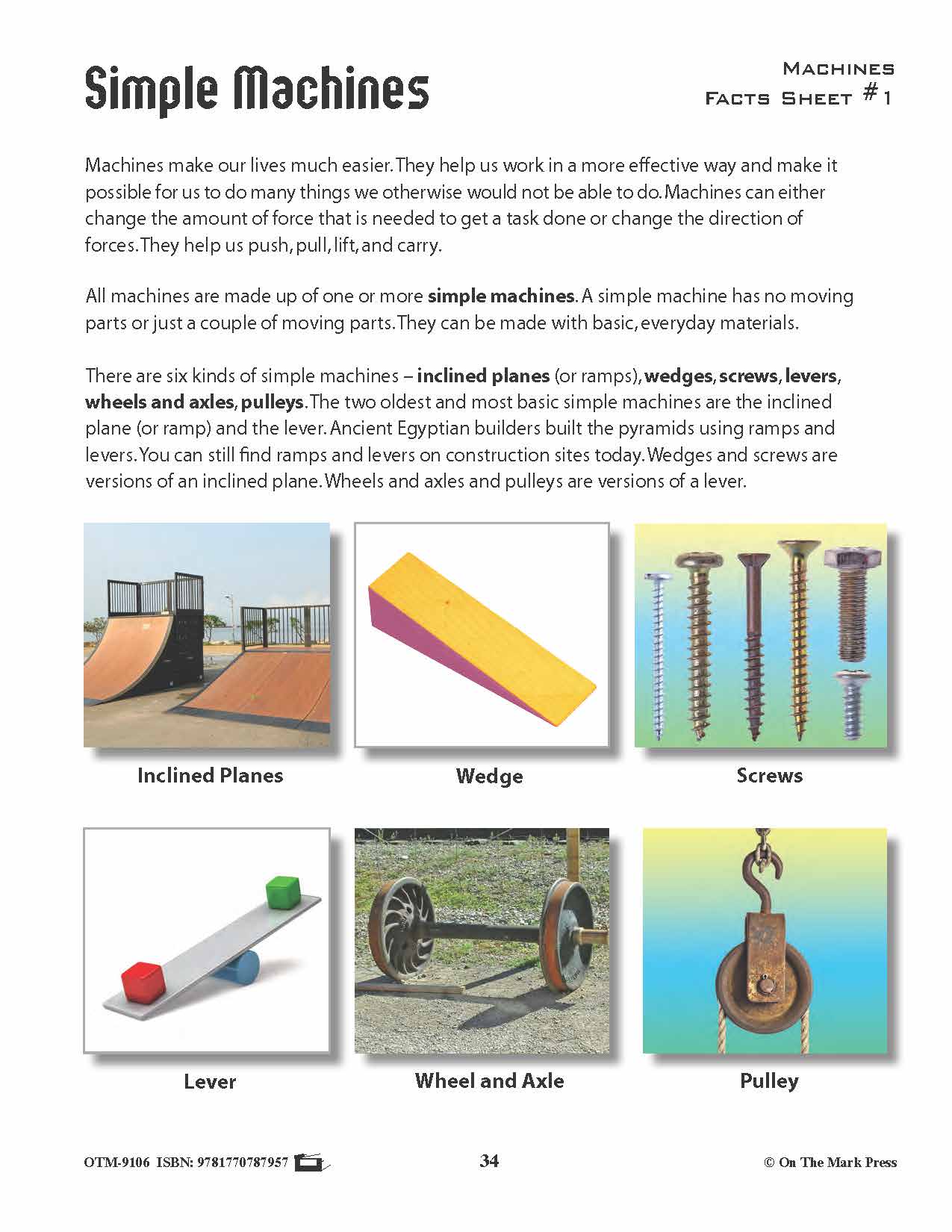 Simple Mini Machines Simple Machines Activity Pages & Mini Poster Grades 4+