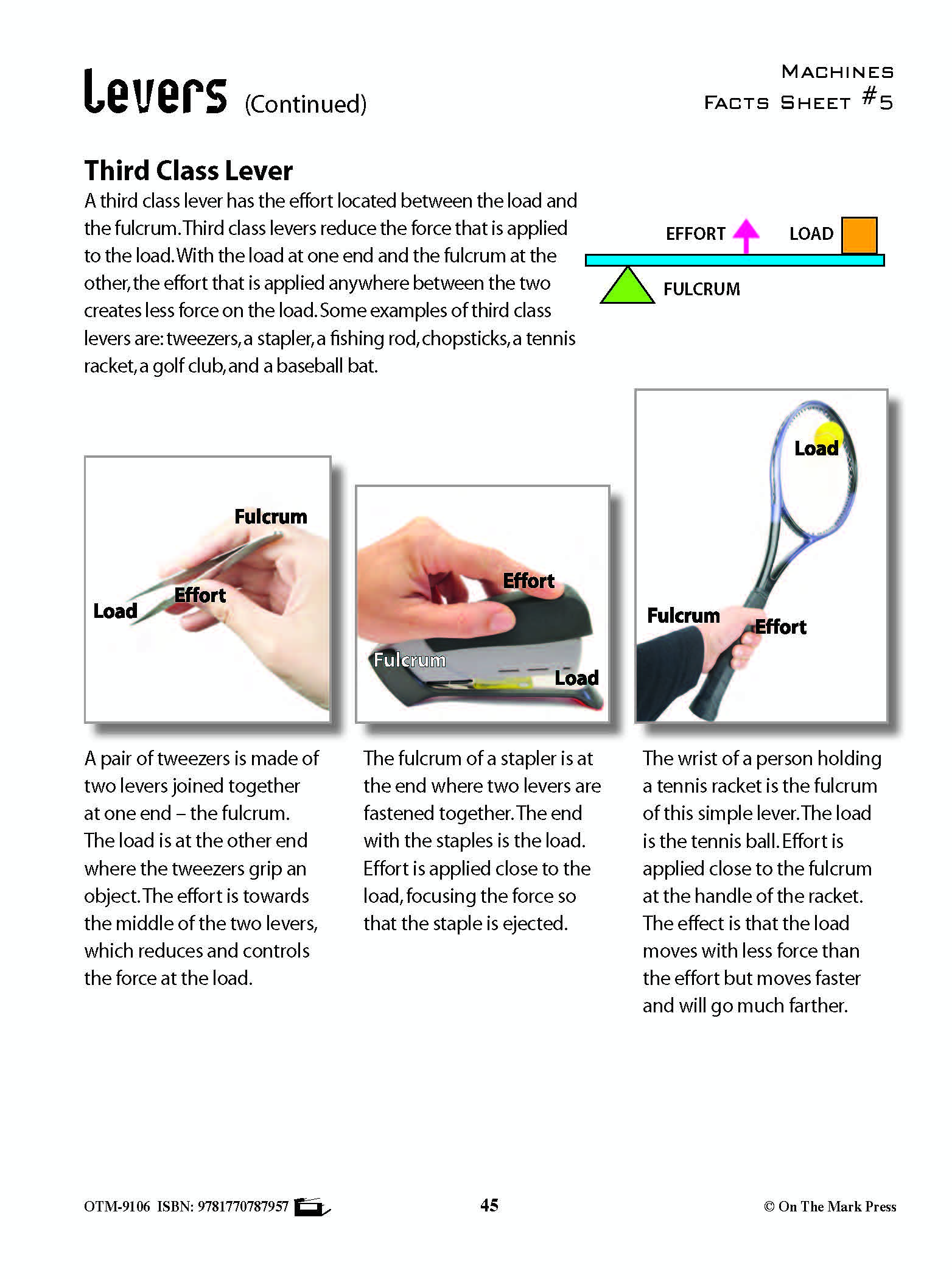 Levers Activity Pages & Mini Poster Grades 4+