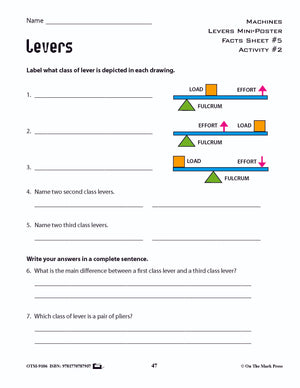 Levers Activity Pages & Mini Poster Grades 4+