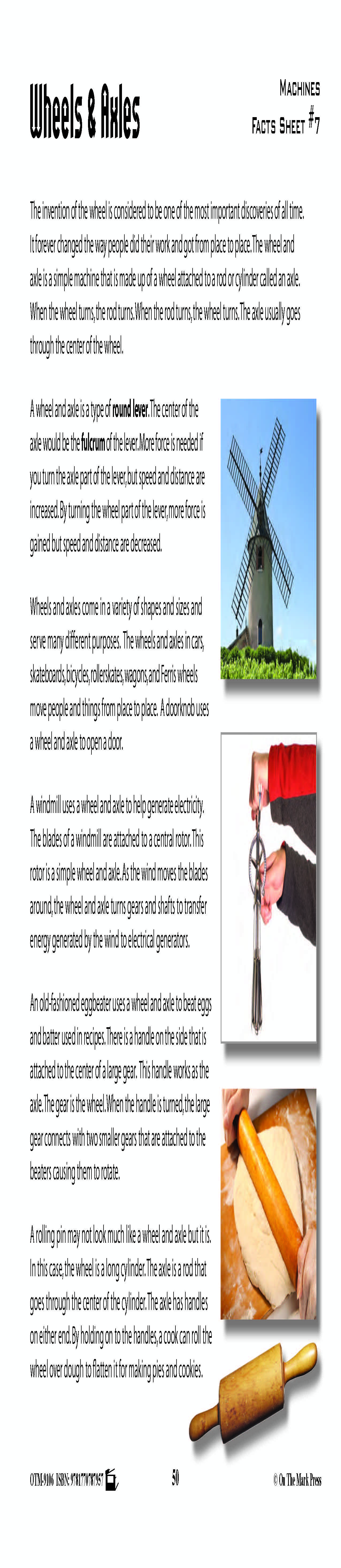 Wheels & Axels Activity Pages & Mini Poster Grades 4+