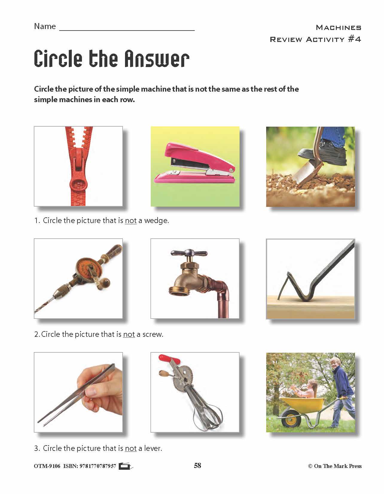 Machine Design Review Activity Machines Review Activities Grades 4+