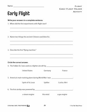 Early Flight Activities & Fast Fact Reading Folder Grades 4+