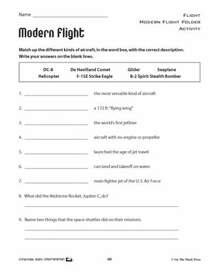 Modern Flight Activities & Fast Fact Reading Folder Grades 4+