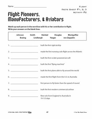 Pioneers of Flight Activites & Fast Fact Reading Folder Grades 4+