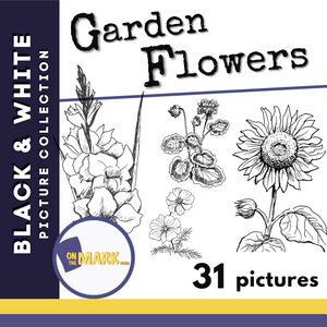 Garden Flowers Black & White Picture Collection Grades K-8