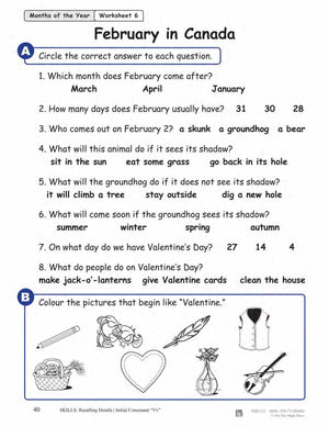 February in Canada Reading Lesson Grades 1-2
