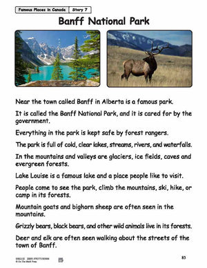 Banff National Park Reading Lesson Grades 1-2