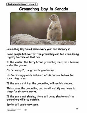 Groundhog Day in Canada Reading Lesson Grades 1-2