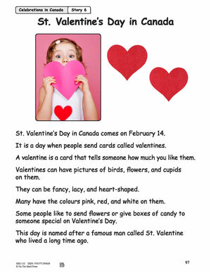 St. Valentine's Day in Canada Reading Lesson Grades 1-2