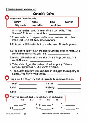 Canada's Coins Reading Lesson Grades 2-3