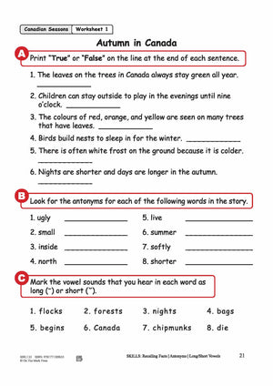 Autumn in Canada Reading Lesson Grades 2-3