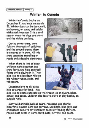 Winter in Canada Reading Lesson Grades 2-3