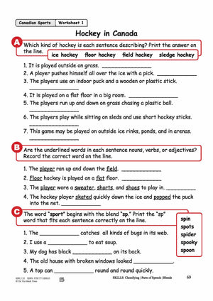 Canadian Sports: Hockey in Canada Reading Lesson Plan Gr 2-3