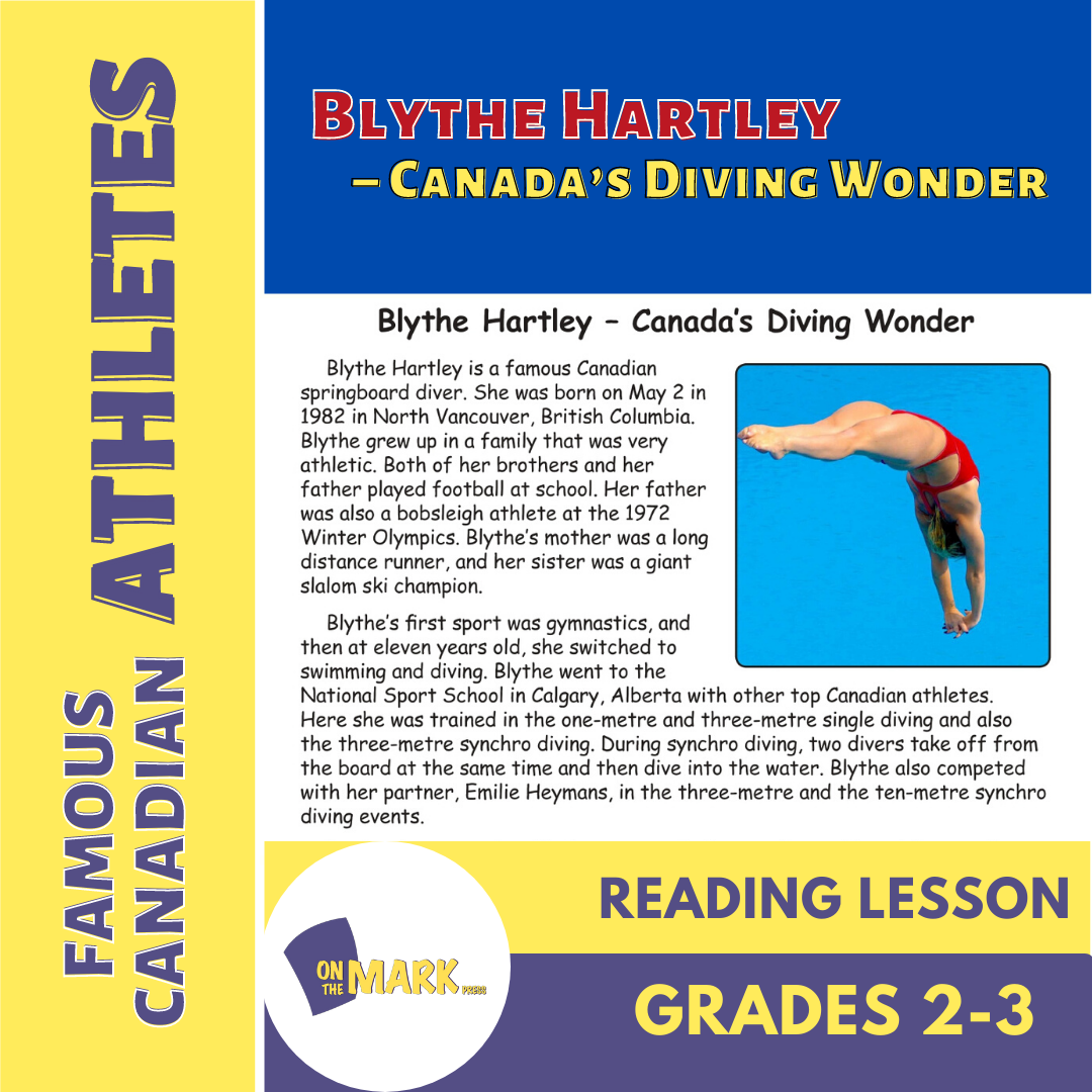 Blythe Hartley - Canada's Diving Wonder Reading Lesson Grades 2-3