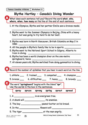 Blythe Hartley - Canada's Diving Wonder Reading Lesson Grades 2-3