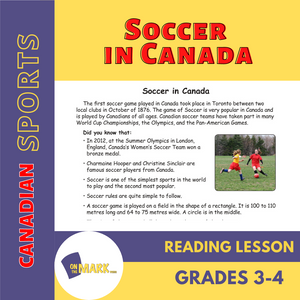 Soccer in Canada Reading Lesson Grades 3-4
