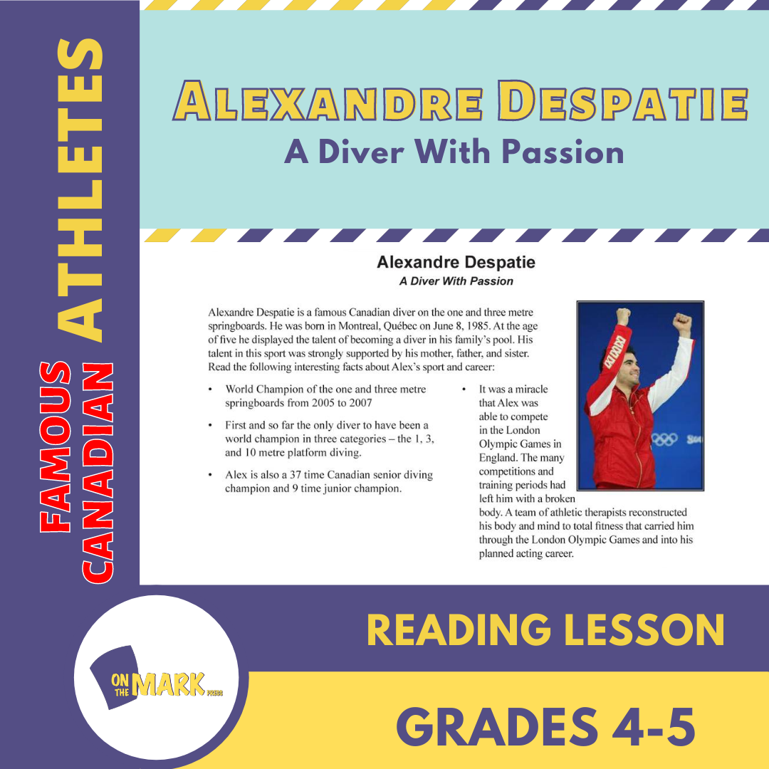 Alexandre Despatie: A Diver With Passion Reading Lesson Grades 4-5