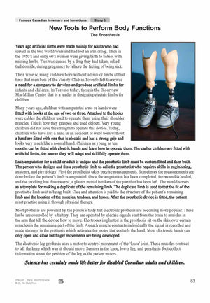 New Tools to Perform Body Functions: The Prosthesis Reading Lesson Grades 4-5
