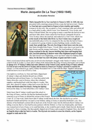 Marie Jacquelin De La Tour (1602-1645) - An Acadian Heroine Reading Lesson Grades 5-6