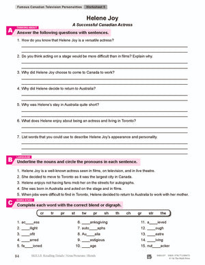Helene Joy - A Successful Canadian Actress Author Reading Lesson Grades 6-7