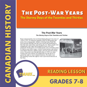 The Post-War Years Reading Lesson Grades 7-8