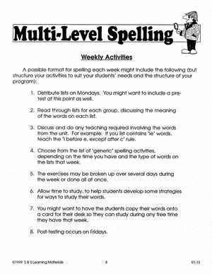 Multi-Level Canadian Spelling Program Grade 4-6