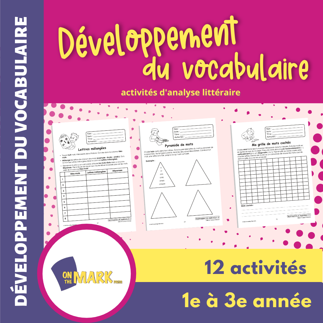 Développement du vocabulaire 1e à 3e année : activités d'analyse littéraire